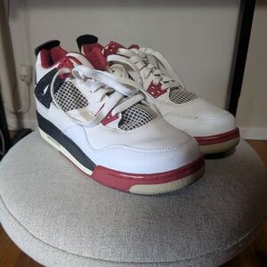 Kids Red And White Air Jordan Retro 4s